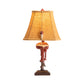 Crestview Collection Outboard 20" Rustic Resin Accent Lamp In Antique Ivory and Red Finish With Coarse Linen Fabric Rectangle Shade and Brown Cord Trim
