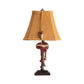 Crestview Collection Outboard 20" Rustic Resin Accent Lamp In Antique Ivory and Red Finish With Coarse Linen Fabric Rectangle Shade and Brown Cord Trim