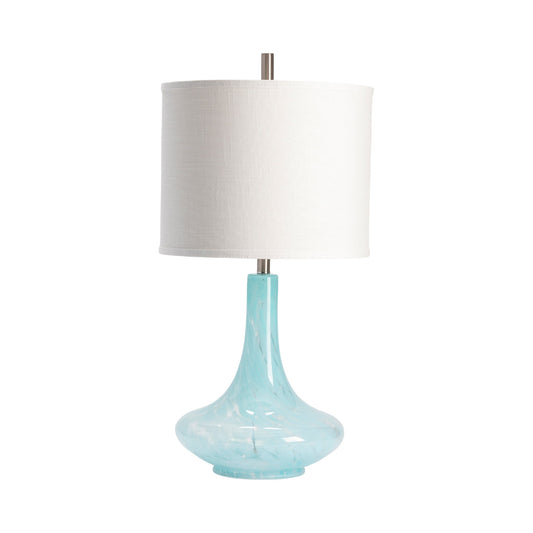 Crestview Collection Pasha 32" Coastal Light Blue Glass White Linen Shade Table Lamp - Set of 2