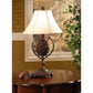 Crestview Collection Pine Creek 31" Rustic Resin Accent Lamp In Natural Pine Cone Finish With Gold Faux Silk Shade