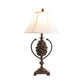 Crestview Collection Pine Creek 31" Rustic Resin Accent Lamp In Natural Pine Cone Finish With Gold Faux Silk Shade