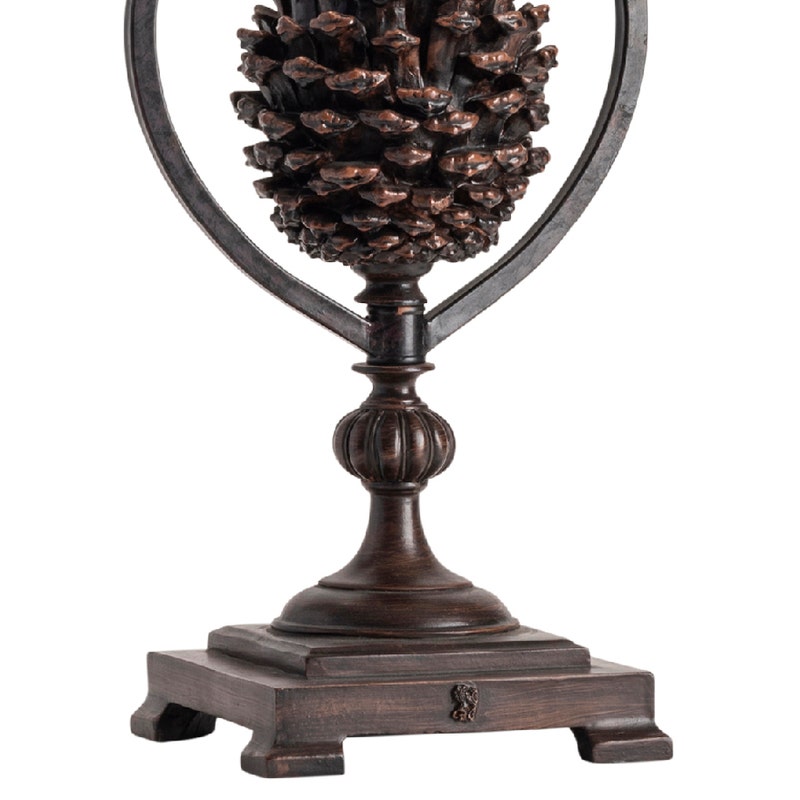 Crestview Collection Pine Creek 31" Rustic Resin Accent Lamp In Natural Pine Cone Finish With Gold Faux Silk Shade