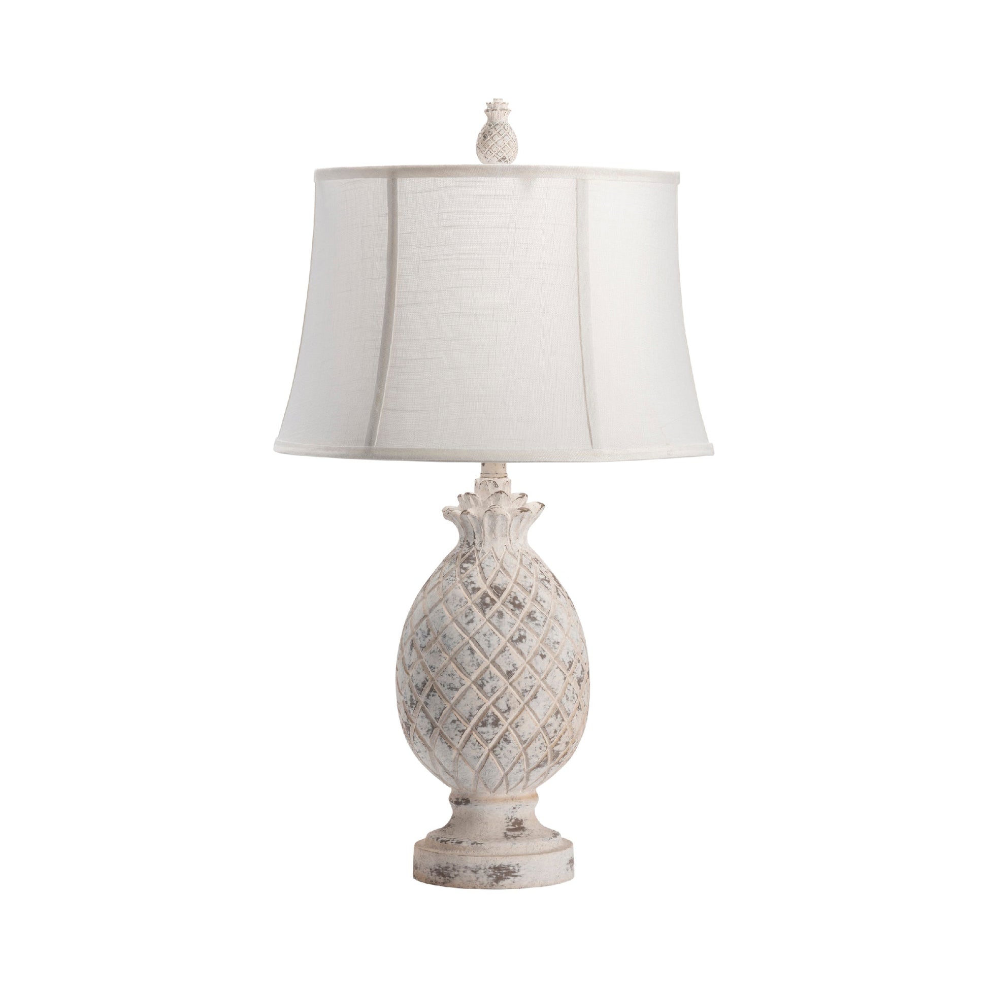 Crestview Collection Pineapple 31" Traditional Resin Table Lamp In White Wash Finish With White Linen Shade