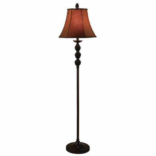 Crestview Collection Pinegrove 63" Rustic Resin Floor Lamp In Natural Pine Cone Finish With Russet Woven Shade