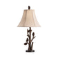 Crestview Collection Pioneer 28" Rustic Resin Table Lamp In Pine Cone Finish With Russet Woven Fabric Bell Shade