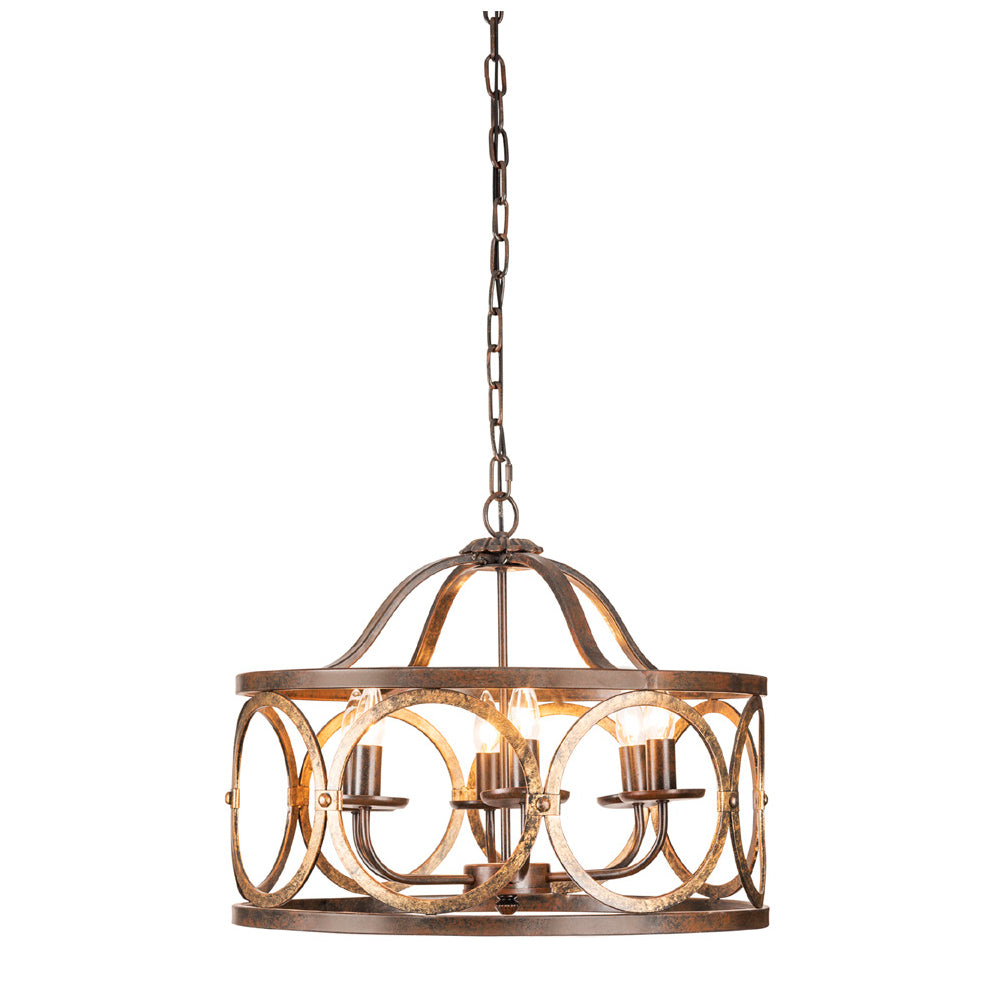 Crestview Collection Regant 18" 5-Light Transitional Metal Chandelier In Golden Bronze Finish