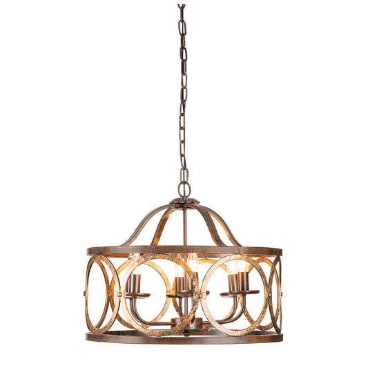 Crestview Collection Regant 18" 5-Light Transitional Metal Chandelier In Golden Bronze Finish