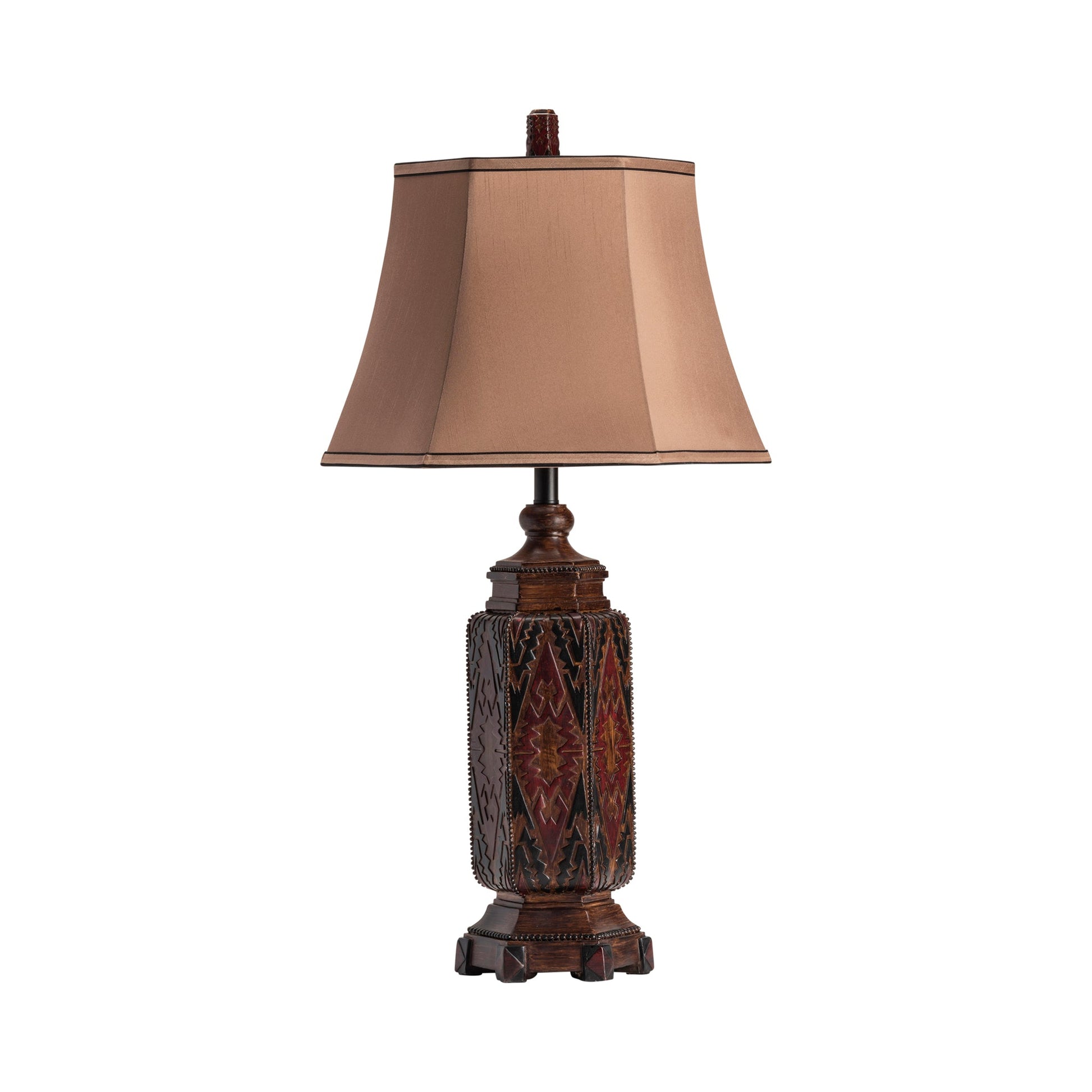 Crestview Collection Regervation 34" Rustic Resin Table Lamp In Blanket Finish With Hex Taupe Shade