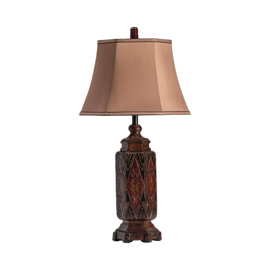 Crestview Collection Regervation 34" Rustic Resin Table Lamp In Blanket Finish With Hex Taupe Shade