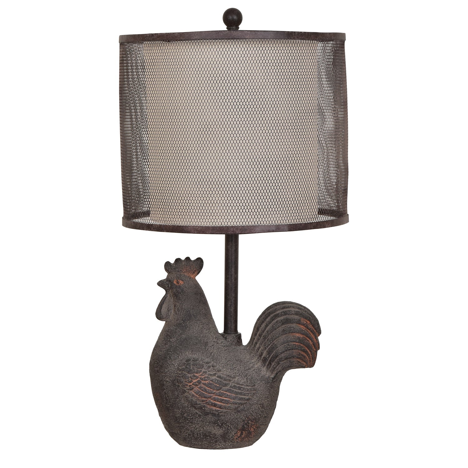 Crestview Collection Rooster 24" Rustic Resin Table Lamp In Rust Finish With Metal Cage Shade