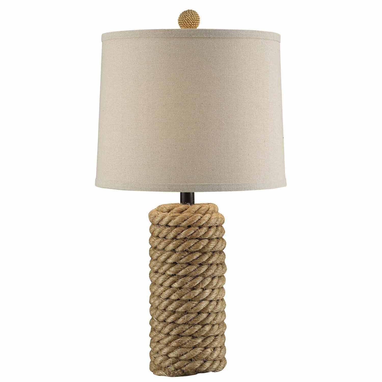 Crestview Collection Rope Bolt 26" Rustic Rope And Resin Table Lamp In Rope Finish With Natural Linen Shade