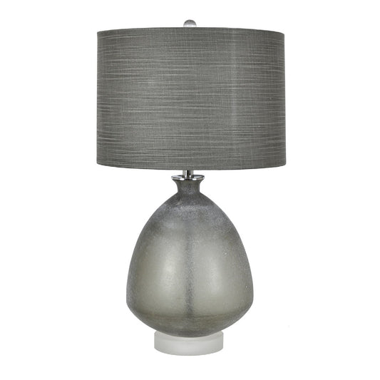 Crestview Collection Roswell 28" Transitional Glass And Crystal Table Lamp In Grey Sandblasted Finish With Grey Textured Linen Shade