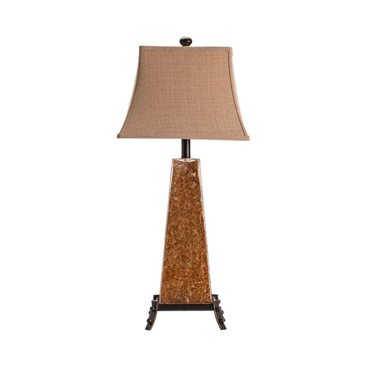 Crestview Collection Rozy 31" Rustic Glass And Metal Table Lamp In Amber Glass And Iron Finish With Russet Linen Fabric Square Shade