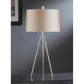 Crestview Collection Sabra 28" Modern Metal Table Lamp In Brushed Nickel Finish With Champagne Shade