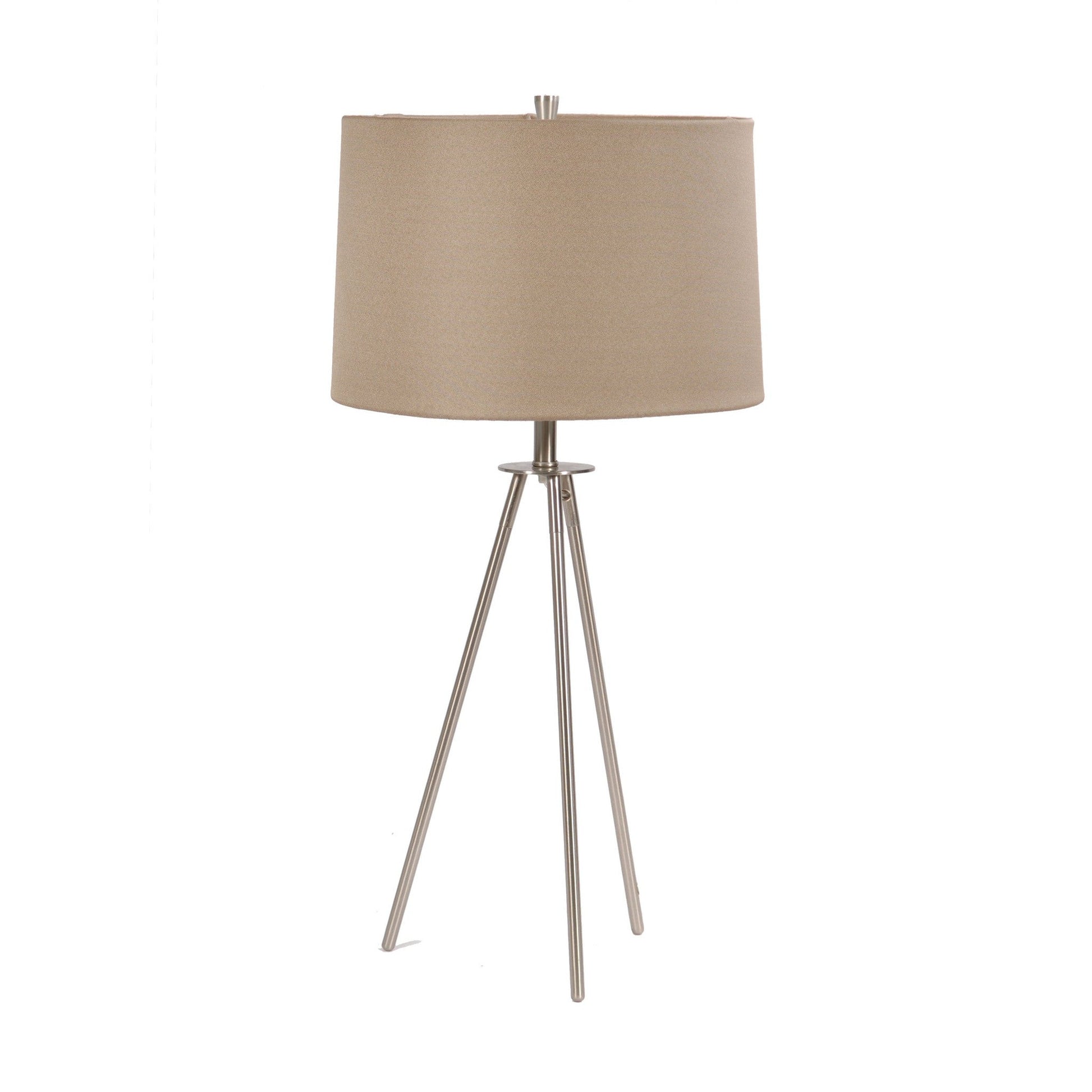 Crestview Collection Sabra 28" Modern Metal Table Lamp In Brushed Nickel Finish With Champagne Shade