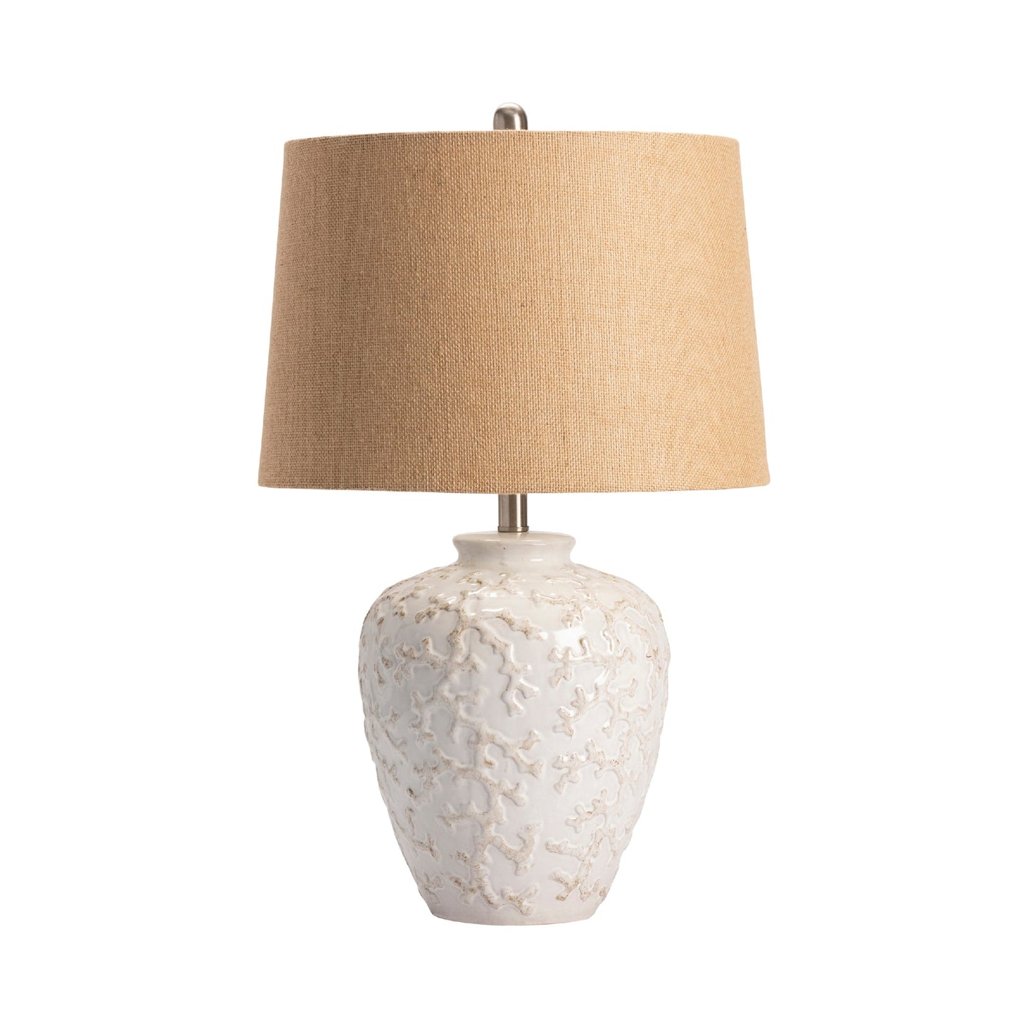 Crestview Collection Sand Coral 26" Coastal Ceramic Table Lamp In Off White Ceramic Finish With Burlap Shade