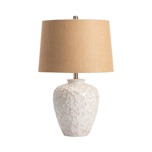 Crestview Collection Sand Coral 26" Coastal Ceramic Table Lamp In Off White Ceramic Finish With Burlap Shade