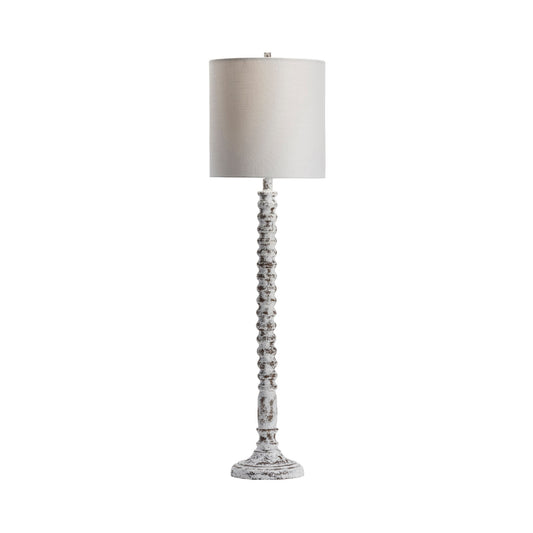 Crestview Collection Sarah 45" Rustic Resin Table Lamp In White Wash Finish With White Texture Linen Shade