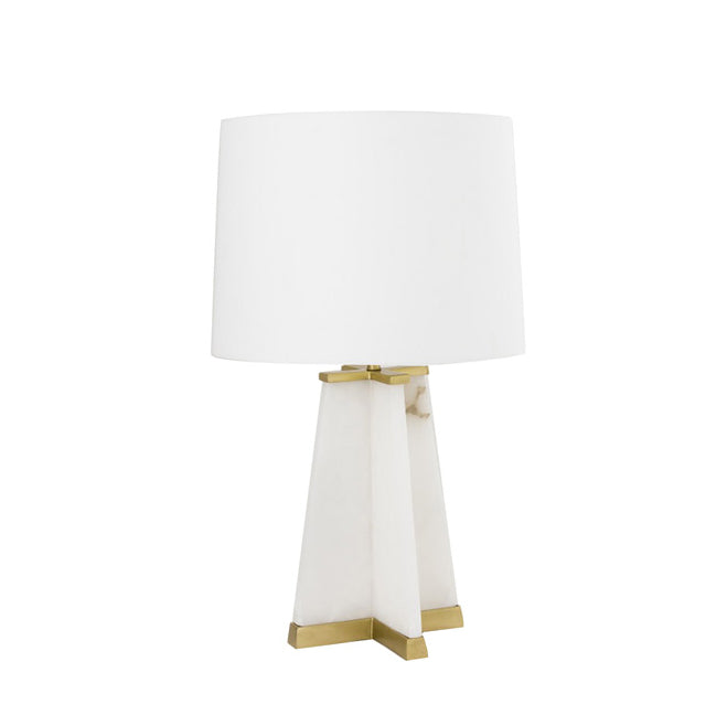 Crestview Collection Schyler 26" Modern Metal And Alabaster Table Lamp In Polished Alabaster And Gold Finish With White Faux Silk Shade