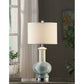 Crestview Collection Sea Breeze 28" Transitional Ceramic Table Lamp In Sea Blue Finish With Cream Linen Shade