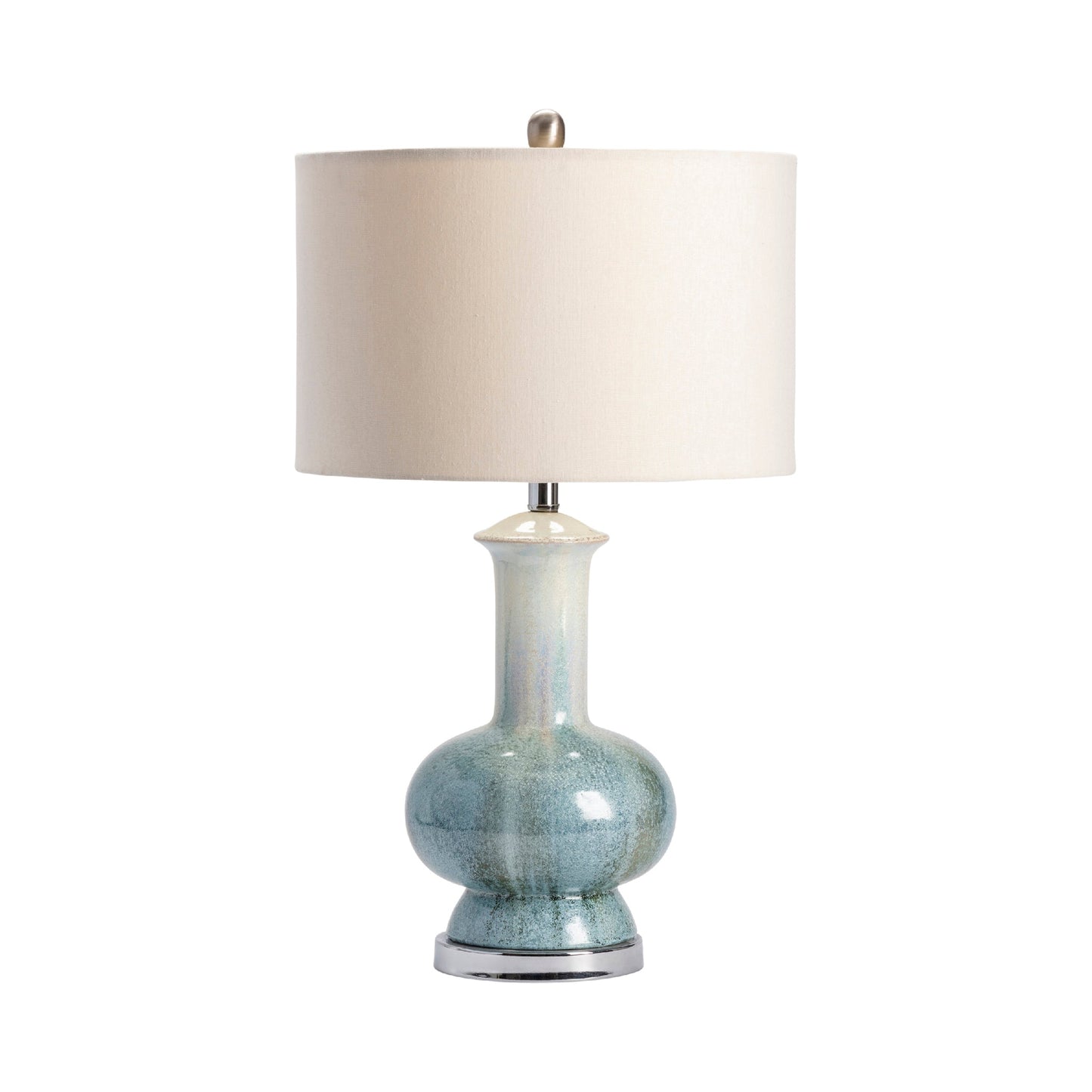 Crestview Collection Sea Breeze 28" Transitional Ceramic Table Lamp In Sea Blue Finish With Cream Linen Shade