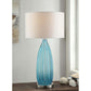 Crestview Collection Sea Breeze 32" Coastal Glass And Metal Table Lamp In Blue Finish With White Linen Shade