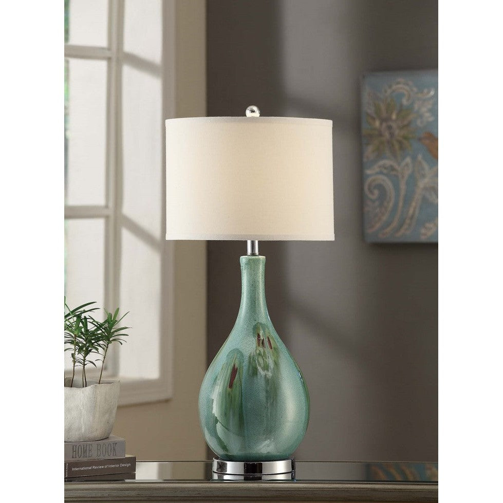Crestview Collection Sea Scape 30" Transitional Ceramic Table Lamp In Blue Ceramic Finish With Taupe Linen Shade