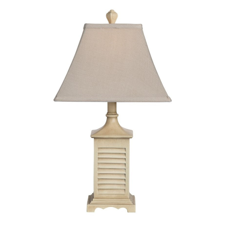 Crestview Collection Seaside 23" Coastal Resin Accent Lamp In Gray Washed White Finish With Square Shade Linen Fabric