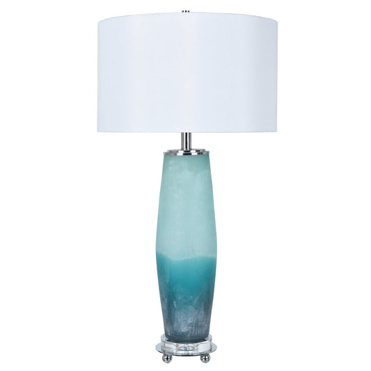 Crestview Collection Seaside 33" Transitional Glass And Metal Table Lamp In Frosted Sea Finish With White Silk Shade