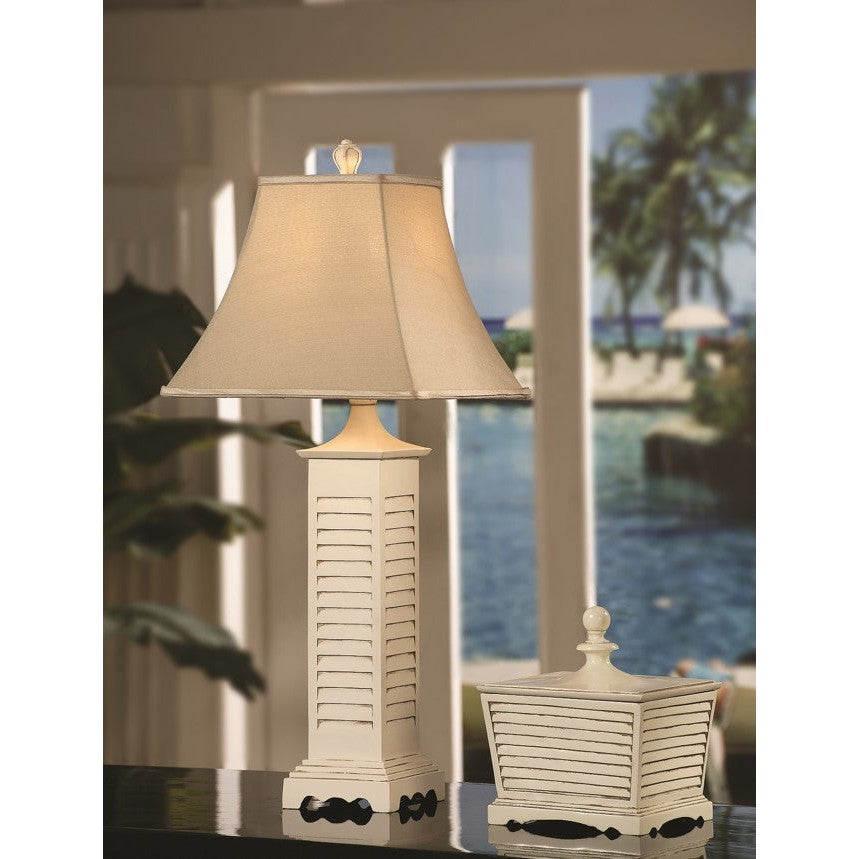 Crestview Collection Seaside 34" Coastal Resin Table Lamp In Gray Washed White Finish With Square Linen Fabric Shade