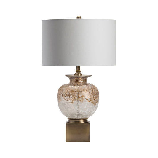 Crestview Collection Selborne 31" Traditional Glass And Metal Table Lamp In Golden Opal And Brass Finish With White Linen Shade