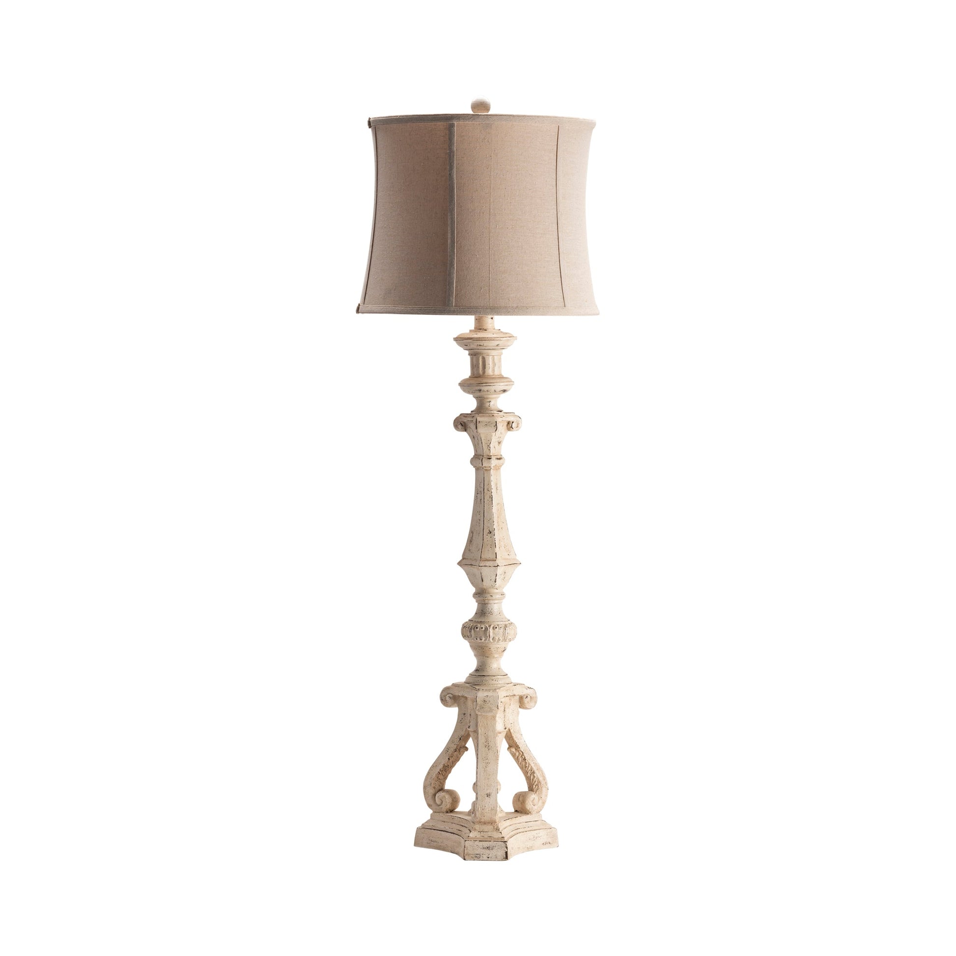 Crestview Collection Serenity 48" Traditional Resin Table Lamp In White Wash Finish With Natural Linen Shade