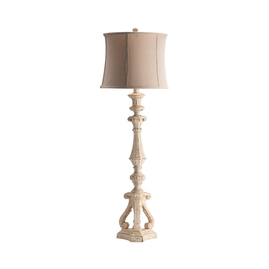 Crestview Collection Serenity 48" Traditional Resin Table Lamp In White Wash Finish With Natural Linen Shade