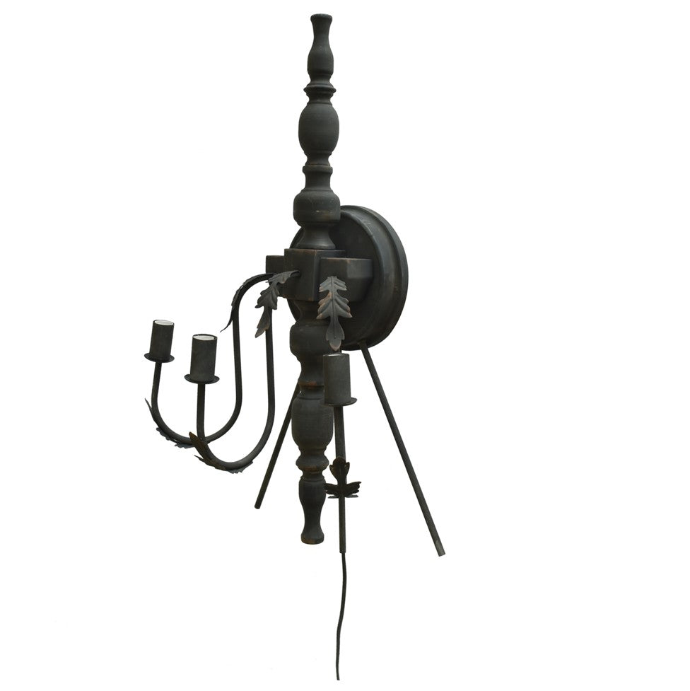 Crestview Collection Shelton 32" Traditional Iron Wall Sconce In Antique Black Iron Finish