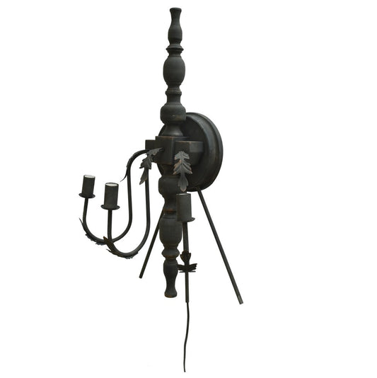 Crestview Collection Shelton 32" Traditional Iron Wall Sconce In Antique Black Iron Finish