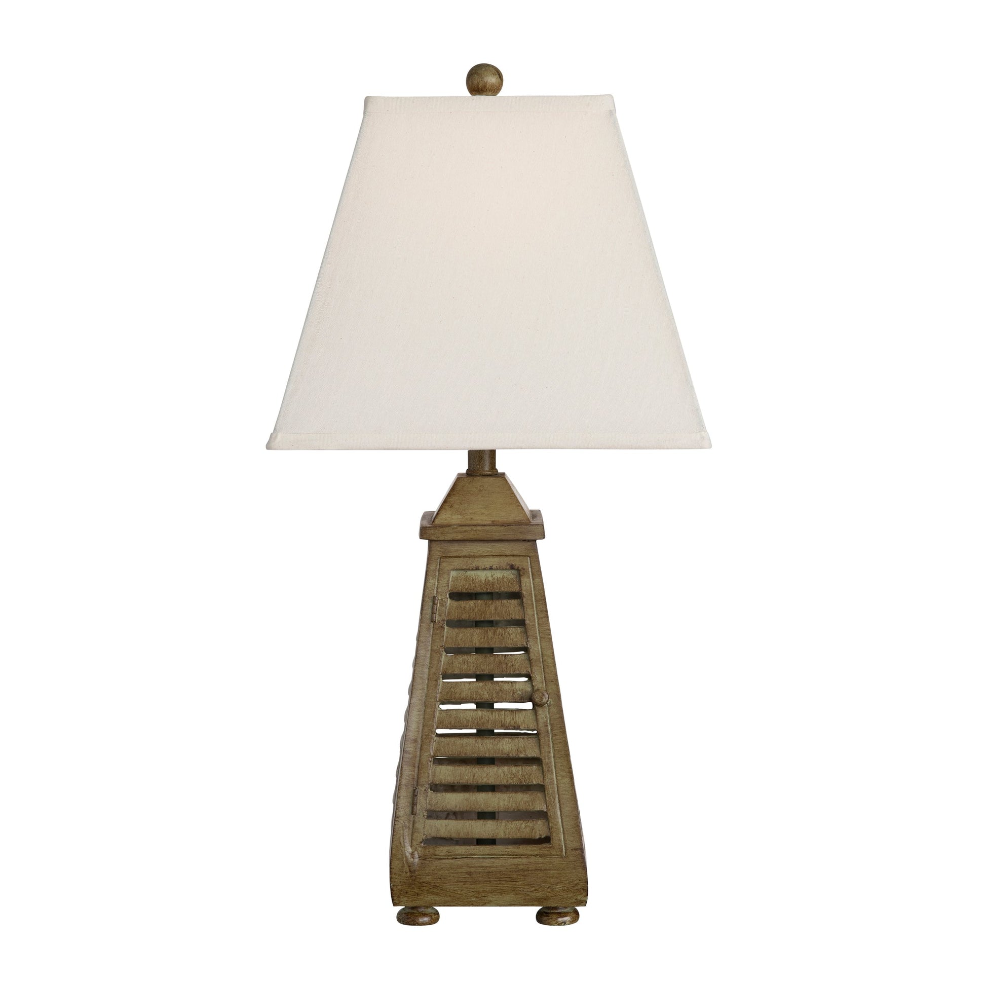 Crestview Collection Shutter Tower 29" Coastal Resin Table Lamp In Antique Grey Wash Finish With Natural Linen Shade