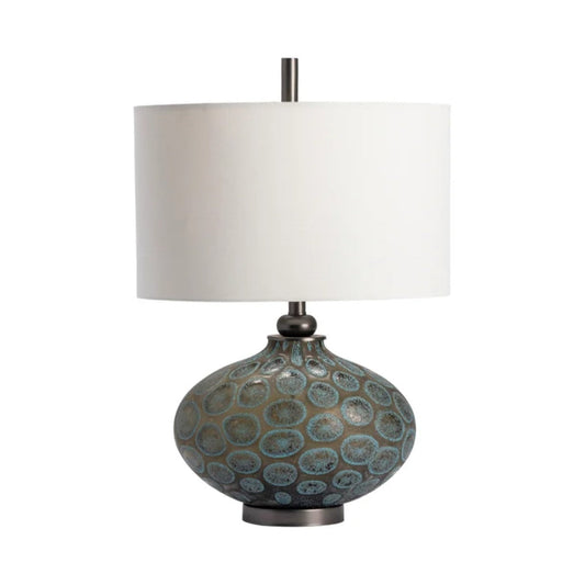 Crestview Collection Simons 27" Modern Glass And Metal Table Lamp In Blue Brown And Gunmetal Finish With Night Light