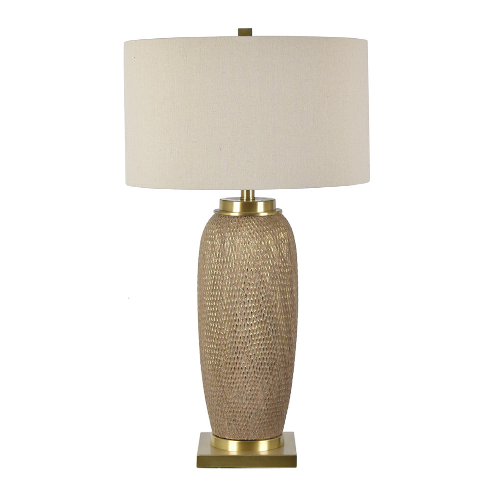 Crestview Collection Sisley 34" Traditional Ceramic And Metal Table Lamp In Champagne And Antique Brass Finish With Oatmeal Linen Shade