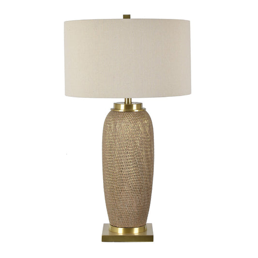 Crestview Collection Sisley 34" Traditional Ceramic And Metal Table Lamp In Champagne And Antique Brass Finish With Oatmeal Linen Shade