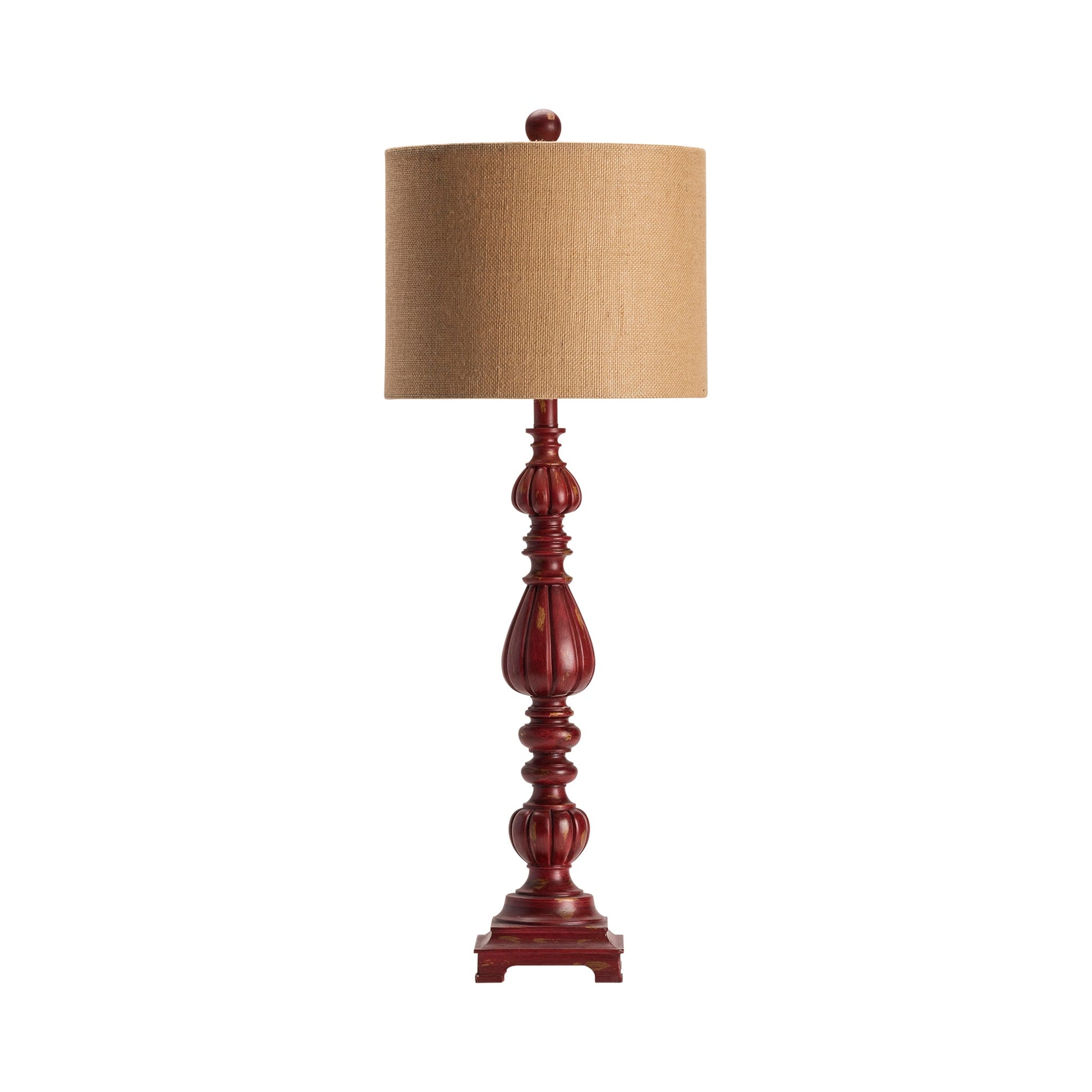 Crestview Collection Slender 35" Rustic Resin Avian Table Lamp In Antique Red Finish With Natural Linen Shade