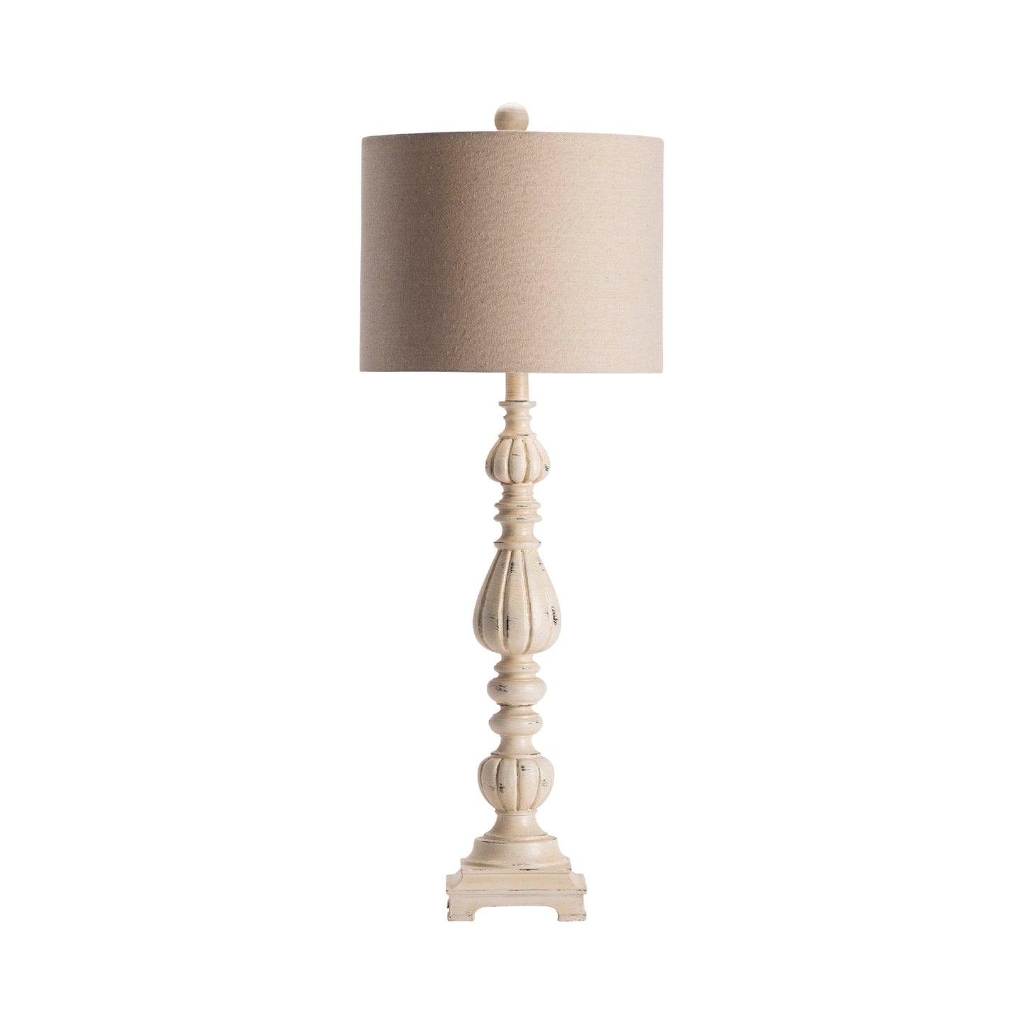 Crestview Collection Slender 35" Rustic Resin Avian Table Lamp In White Wash Finish With Natural Linen Shade