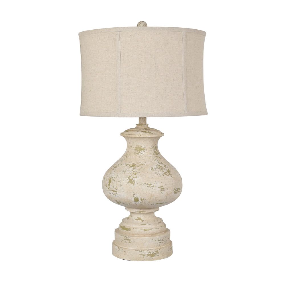 Crestview Collection Somerset 31" Traditional Resin Table Lamp In Antique Cream Finish With Oatmeal Linen Shade