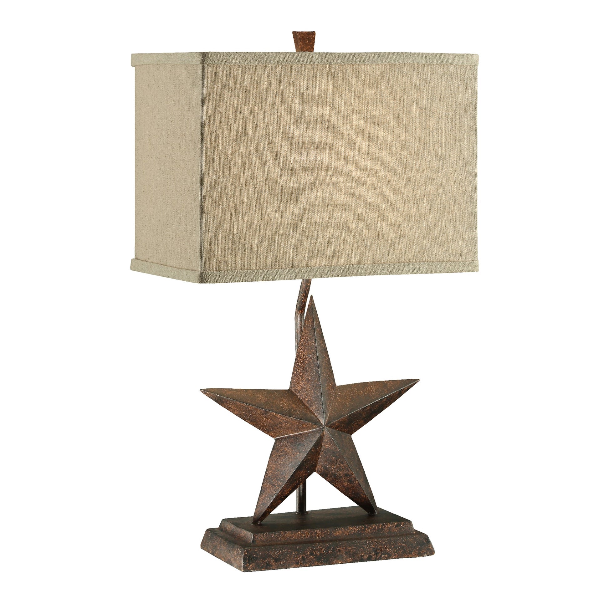 Crestview Collection Star 23" Rustic Resin Table Lamp In Rustic Metal Finish With Tan Linen Shade