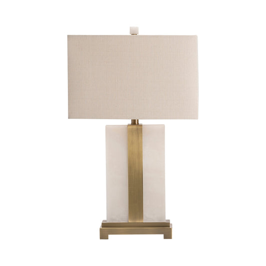 Crestview Collection Steart 28" Transitional Alabaster And Metal Table Lamp In Alabaster And Brass Finish With Oatmeal Linen Shade