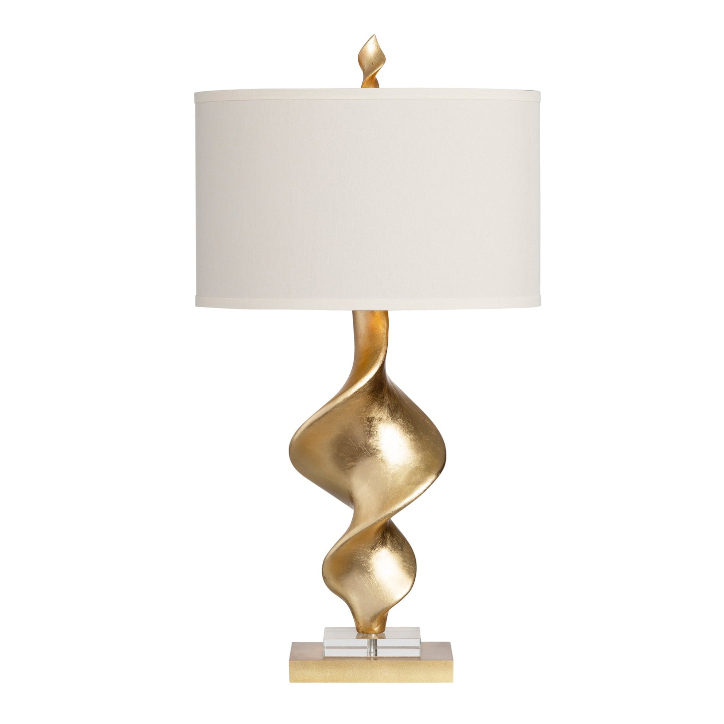 Crestview Collection Summit 34" Traditional Resin And Crystal Table Lamp In Gold Leaf And Crystal Finish With Natural Linen Shade