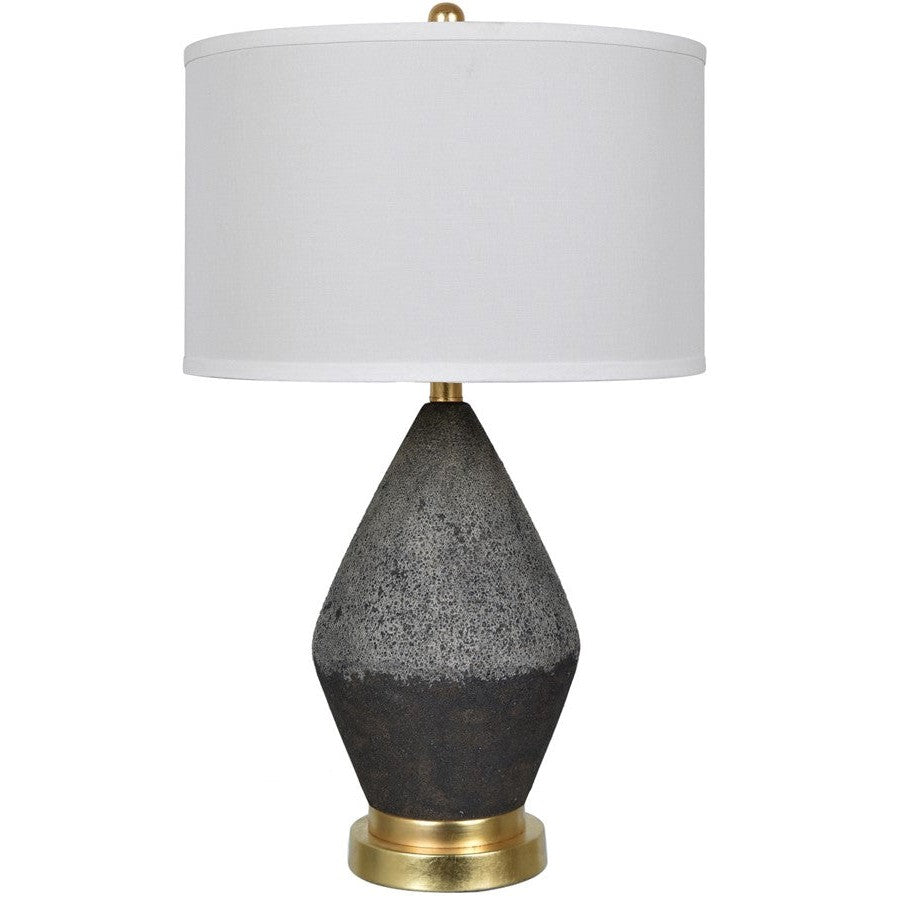 Crestview Collection Tange 28" Transitional Ceramic And Metal Table Lamp In Black Stone And Soft Brass Finish With White Linen Shade