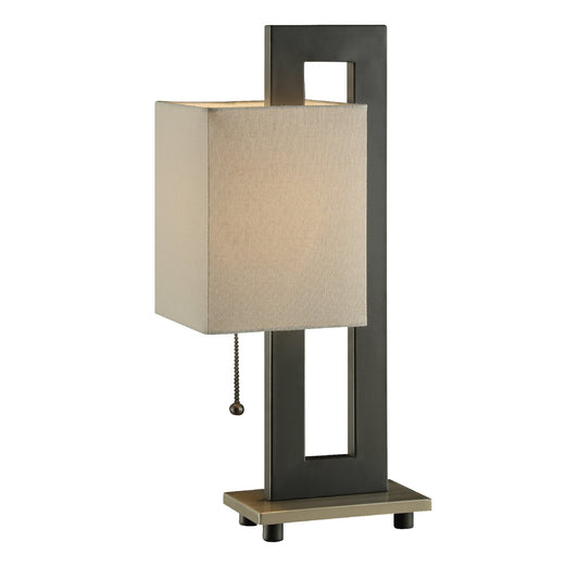 Crestview Collection Tempo 21" Modern Metal Table Lamp In Espresso Finish With Off-White Linen Shade