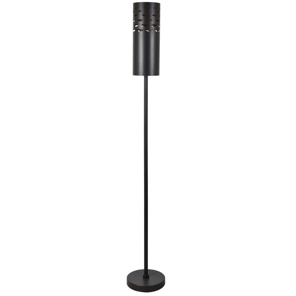 Crestview Collection Tribeca 71" Modern Metal Floor Lamp In Antique Bronze And Brass Inside Finish With Cylinder Pierced Metal Shade