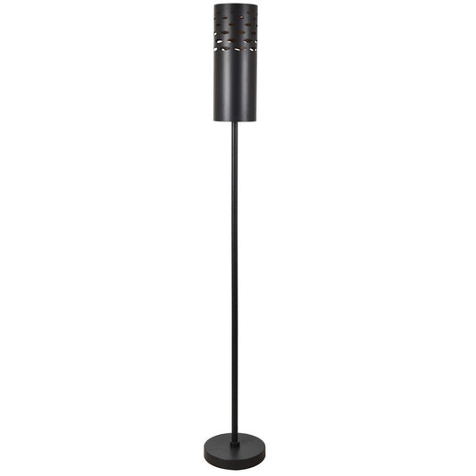 Crestview Collection Tribeca 71" Modern Metal Floor Lamp In Antique Bronze And Brass Inside Finish With Cylinder Pierced Metal Shade