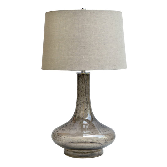 Crestview Collection Tristan 31" Transitional Glass Table Lamp In Smoke Glass Finish With Natural Linen Taper Shade